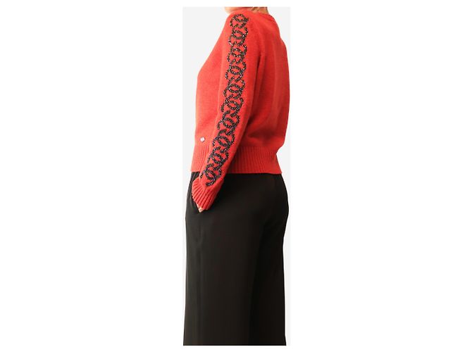 Chanel Jersey de punto rojo con lentejuelas CC - size UK 14 - vista 4