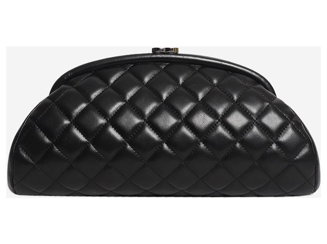 Chanel Clutch Timeless Classic trapuntata a diamante nera 2008 - vista 2