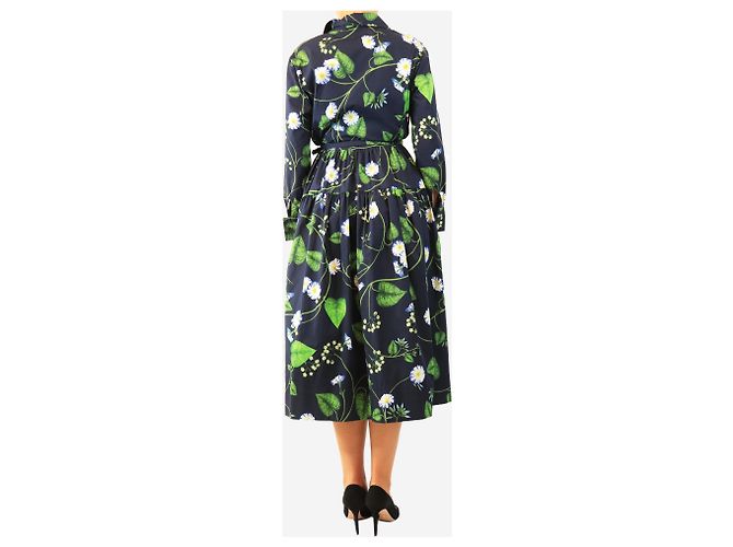 Oscar de la Renta Navy Morning Glory Hemdkleid - size UK 16 - Ansicht 2