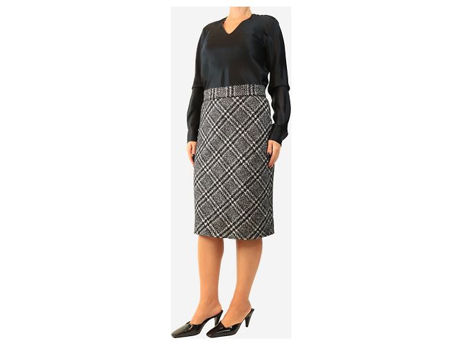 Dolce & Gabbana Falda midi de tweed a cuadros blanco y negro - size UK 14 - vista 2