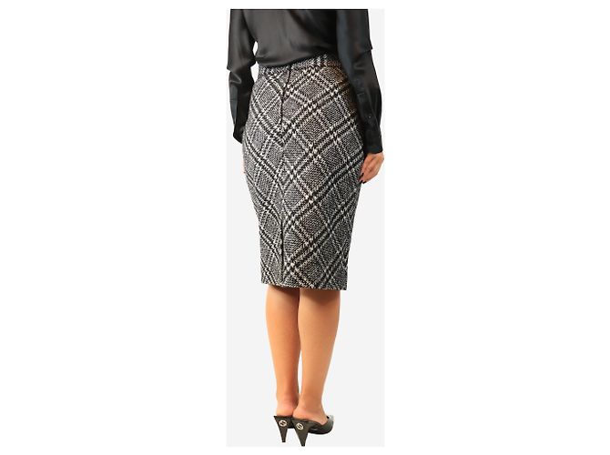 Dolce & Gabbana Falda midi de tweed a cuadros blanco y negro - size UK 14 - vista 3