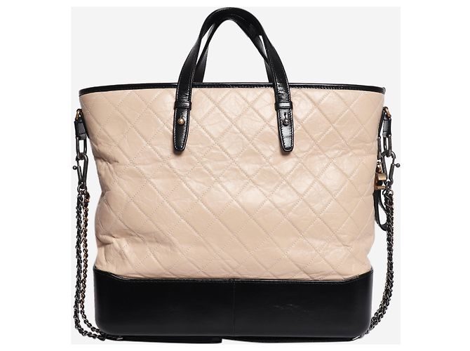 Chanel Borsa tote matelassé Gabrielle 2017 in pelle di agnello beige - vista 4