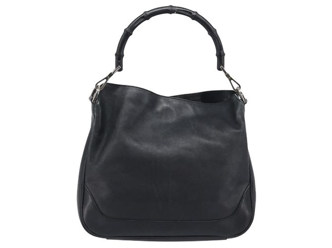GUCCI Bamboo Hand Bag Leather Black Silver 001 4095 - vista 3