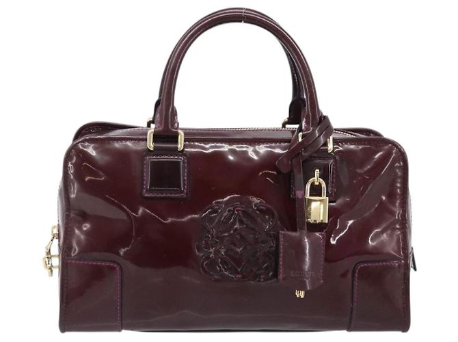 LOEWE Amazona 28 Hand Bag Patent Bordeaux Gold Tone - vista 13