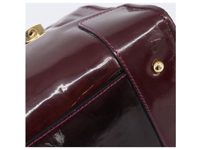 LOEWE Amazona 28 Hand Bag Patent Bordeaux Gold Tone - vista 18