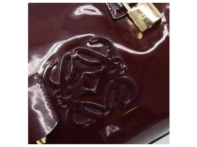 LOEWE Amazona 28 Hand Bag Patent Bordeaux Gold Tone - vista 19