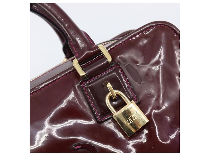 LOEWE Amazona 28 Hand Bag Patent Bordeaux Gold Tone - vista 20