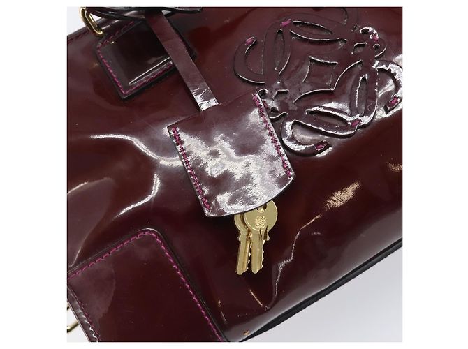 LOEWE Amazona 28 Hand Bag Patent Bordeaux Gold Tone - vista 21