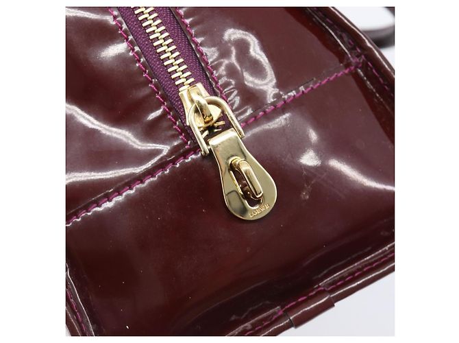 LOEWE Amazona 28 Hand Bag Patent Bordeaux Gold Tone - vista 23