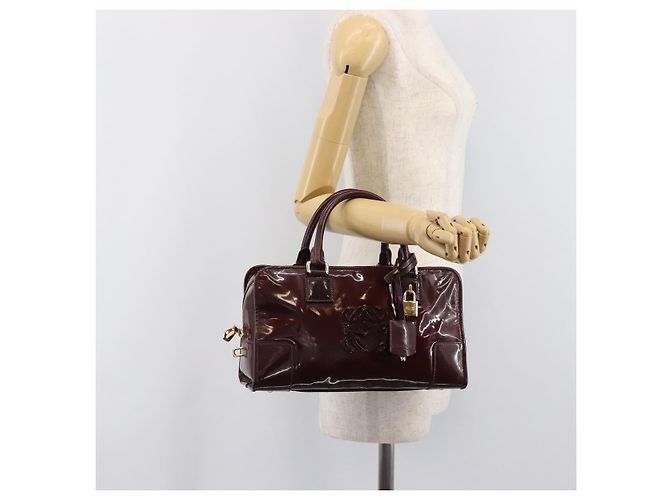LOEWE Amazona 28 Hand Bag Patent Bordeaux Gold Tone - vista 29