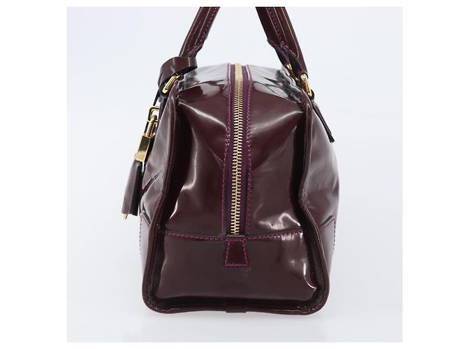 LOEWE Amazona 28 Hand Bag Patent Bordeaux Gold Tone - vista 4