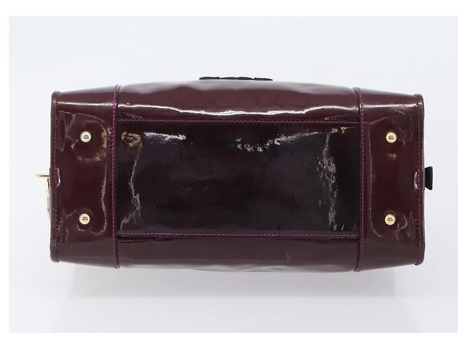 LOEWE Amazona 28 Hand Bag Patent Bordeaux Gold Tone - vista 5