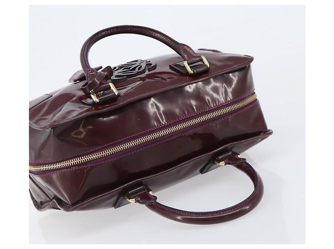 LOEWE Amazona 28 Hand Bag Patent Bordeaux Gold Tone - vista 6