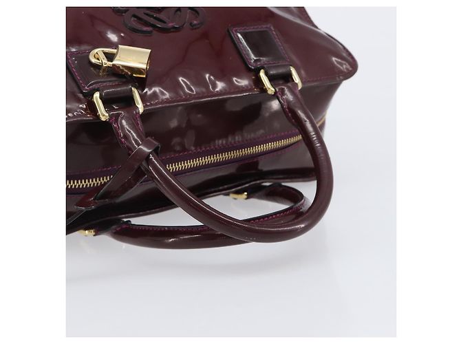 LOEWE Amazona 28 Hand Bag Patent Bordeaux Gold Tone - vista 7