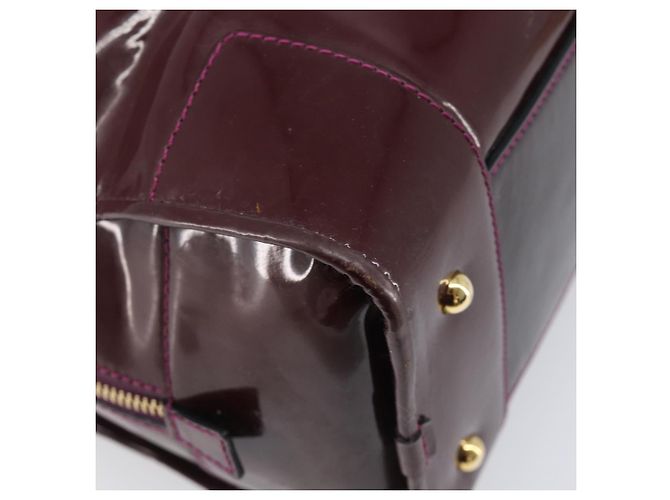 LOEWE Amazona 28 Hand Bag Patent Bordeaux Gold Tone - vista 8