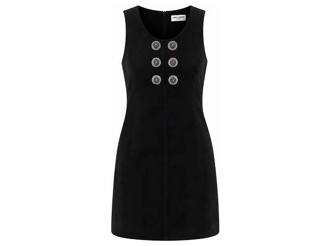 Abito scamosciato impreziosito Saint Laurent Nero - vista 3