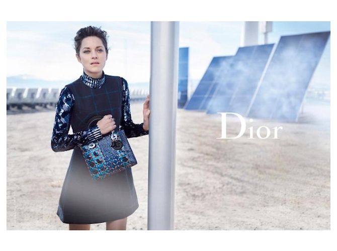 Pre-otoño de Dior 2015 Vestido de lana a cuadros Azul marino - vista 4