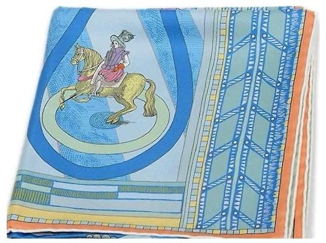 Hermès Hermes : lined-sided square "Passades and Serpentines" 90x90 cm Multiple colors - view 5