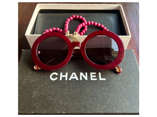 Runde Sonnenbrille Chanel burgunder- Himbeere rot 5489 3N - Ansicht 4