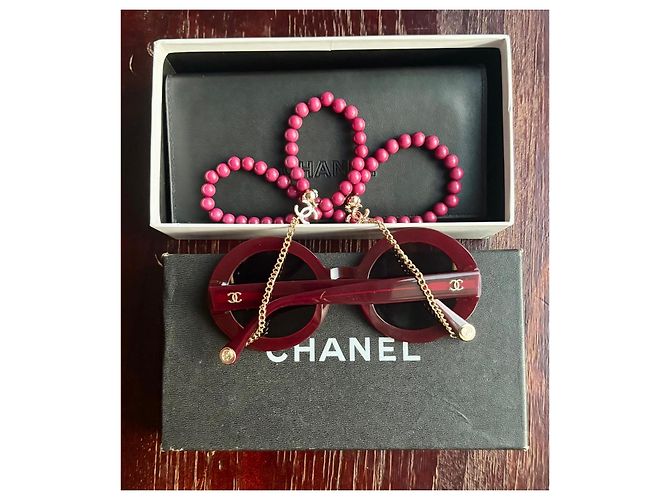 Runde Sonnenbrille Chanel burgunder- Himbeere rot 5489 3N - Ansicht 5