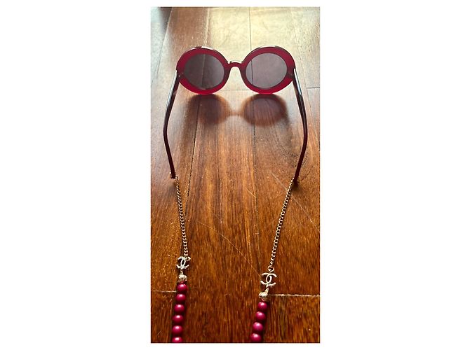 Runde Sonnenbrille Chanel burgunder- Himbeere rot 5489 3N - Ansicht 6