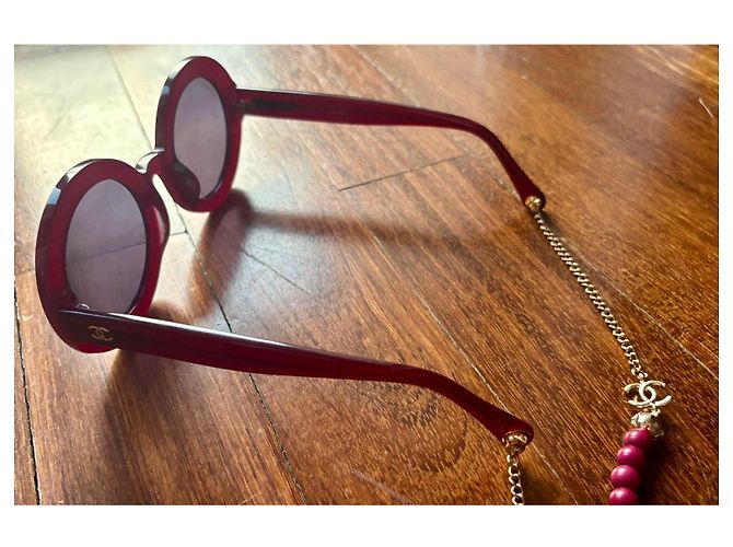Runde Sonnenbrille Chanel burgunder- Himbeere rot 5489 3N - Ansicht 7