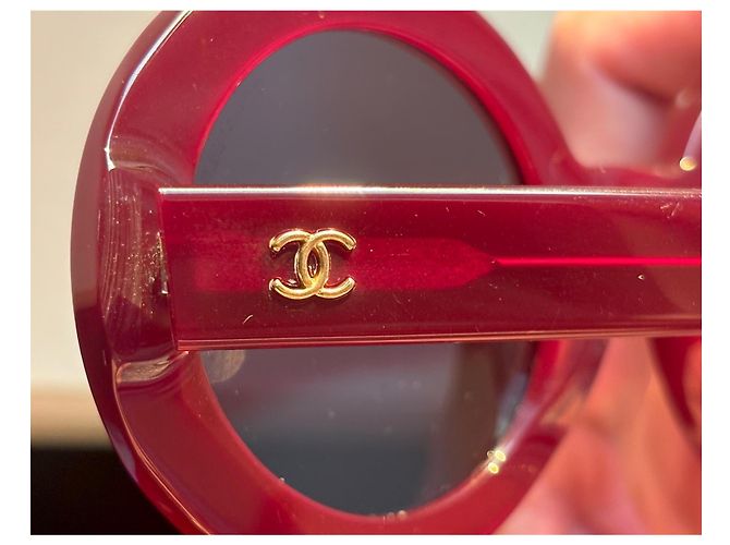 Runde Sonnenbrille Chanel burgunder- Himbeere rot 5489 3N - Ansicht 11