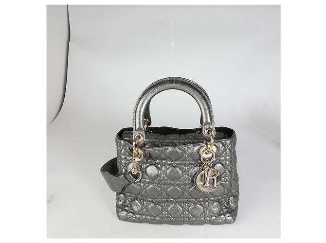 Christian Dior Bolso Tote Lady Dior Medium en piel Cannage flexible plata metálica - vista 5