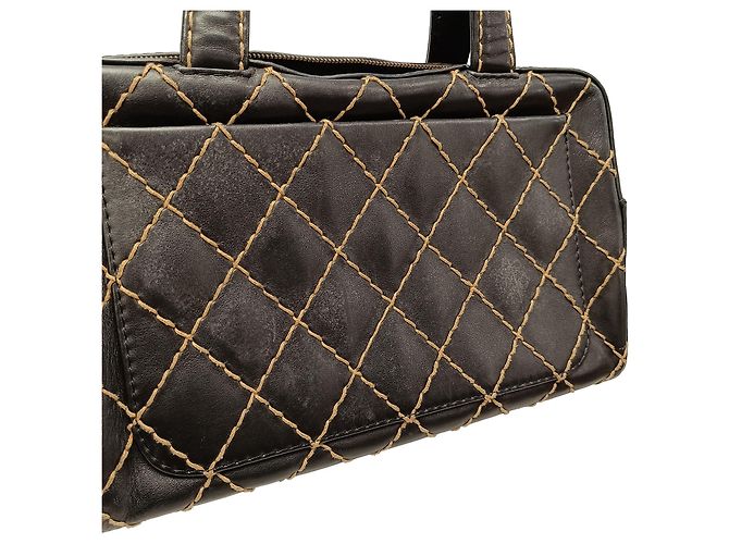 Borsa Chanel Black CC Calfskin Wild Stitch - vista 7