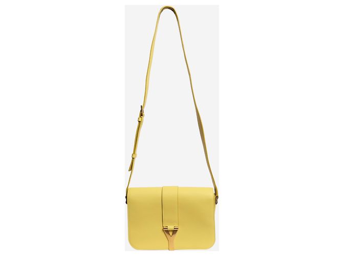 Saint Laurent Borsa a tracolla con patta Chyc Gialla - vista 2