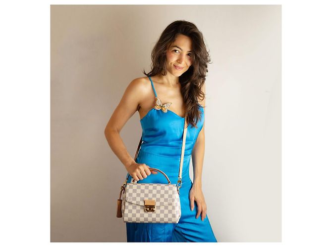 Louis Vuitton Borsa Croisette Canvas Top-handle Crossbody Damier Azur - vista 2