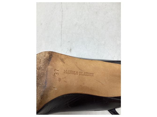 Décolleté Slingback Manolo Blahnik in pelle nera - vista 17