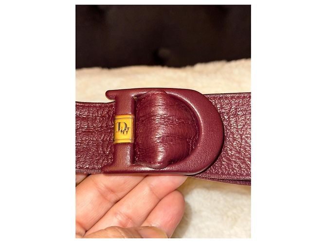 Cintura Christian Dior in pelle bordeaux - vista 10