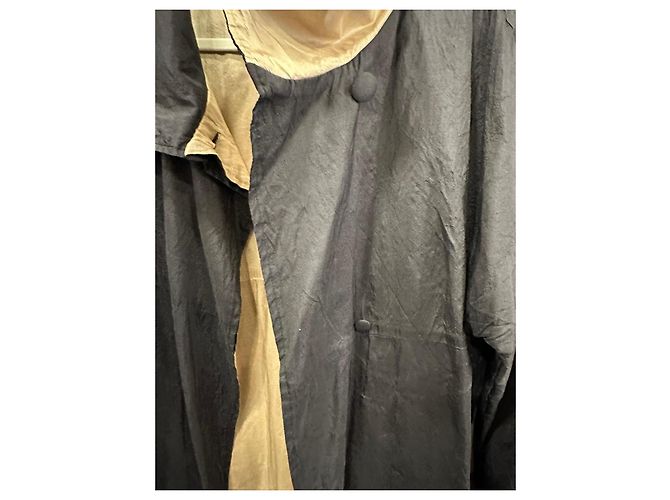 Autre Marque Abrigo largo SÔNG de seda negra y beige - vista 5