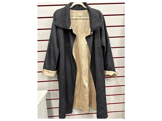 Autre Marque Abrigo largo SÔNG de seda negra y beige - vista 6