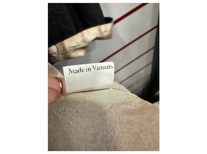 Autre Marque Abrigo largo SÔNG de seda negra y beige - vista 7