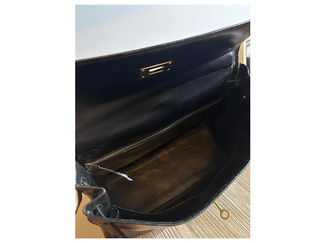 Borsa Hermès Kelly in pelle box nera retourné - vista 10