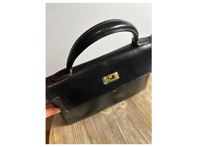 Borsa Hermès Kelly in pelle box nera retourné - vista 22