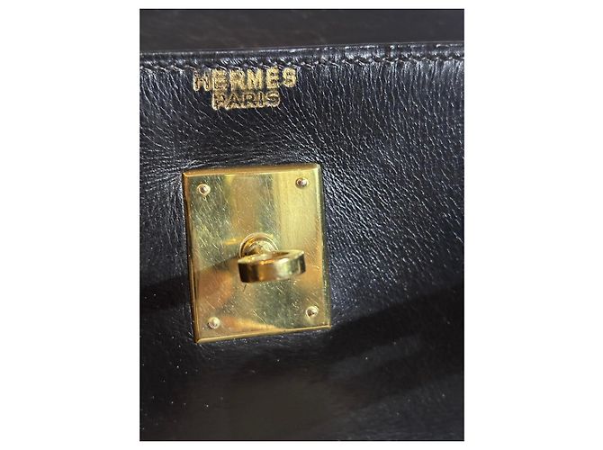 Borsa Hermès Kelly in pelle box nera retourné - vista 6