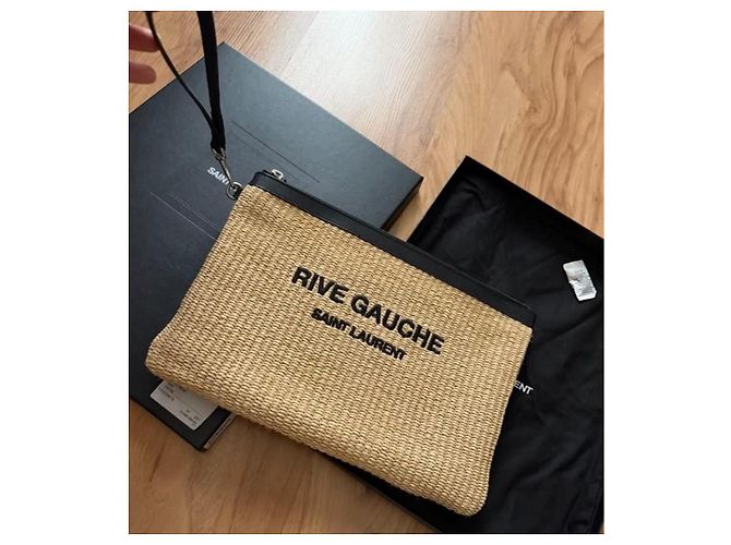 Autre Marque Saint Laurent Rive Gauche Pochette in paglia - vista 5