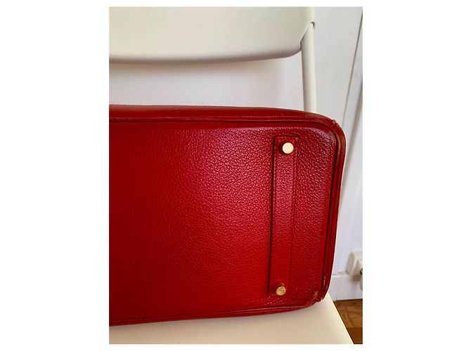 Hermès Birkin 35 Bolso de cuero rojo - vista 10