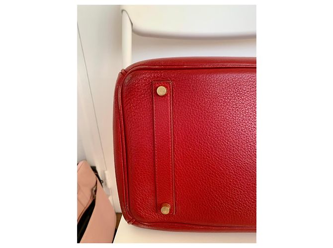 Hermès Birkin 35 Bolso de cuero rojo - vista 12