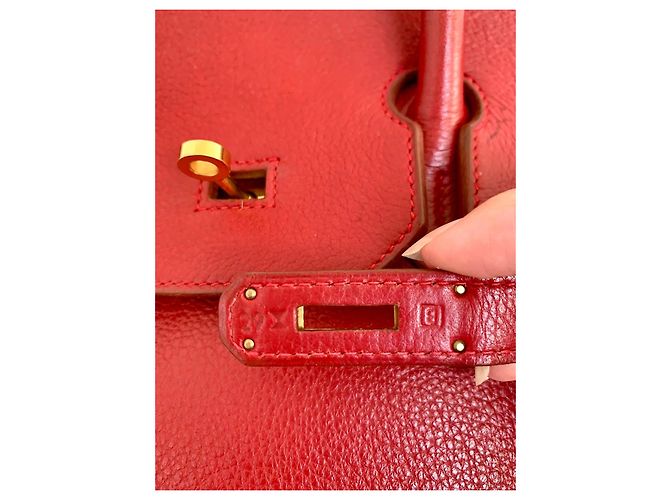 Hermès Birkin 35 Bolso de cuero rojo - vista 14