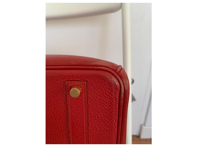Hermès Birkin 35 Bolso de cuero rojo - vista 15