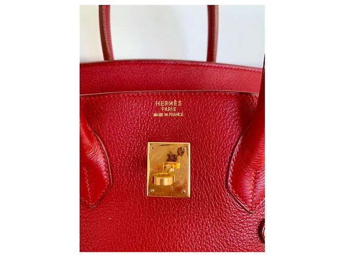 Hermès Birkin 35 Bolso de cuero rojo - vista 16