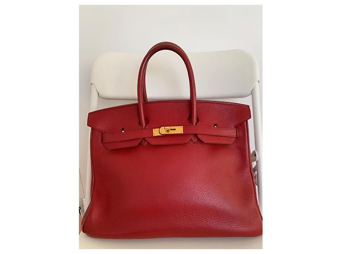 Hermès Birkin 35 Bolso de cuero rojo - vista 2