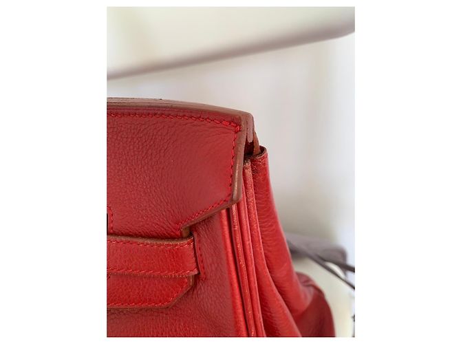 Hermès Birkin 35 Bolso de cuero rojo - vista 4