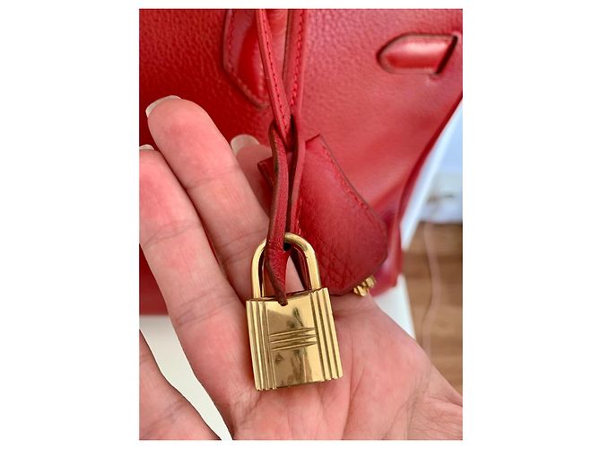Hermès Birkin 35 Bolso de cuero rojo - vista 5