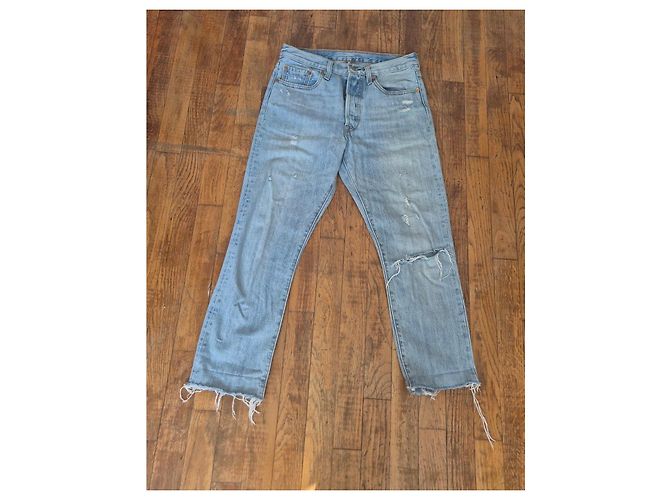 Levi's 501 Skinny Jeans Damen W27 L32 Hellblau Denim - Ansicht 4