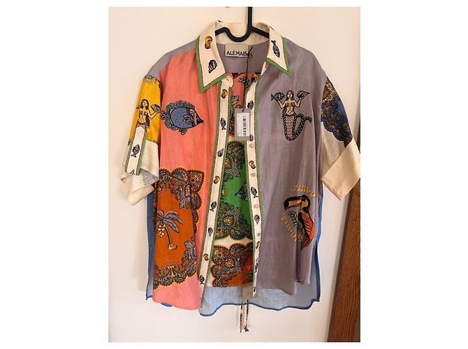 Autre Marque Alemáis Set Camicia e Pantaloni in Lino Stampato Tropicana - vista 3